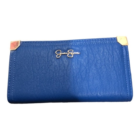 Jessica Simpson cobalt blue gold edge foldover clutch purse wallet‎ new - Picture 1 of 15